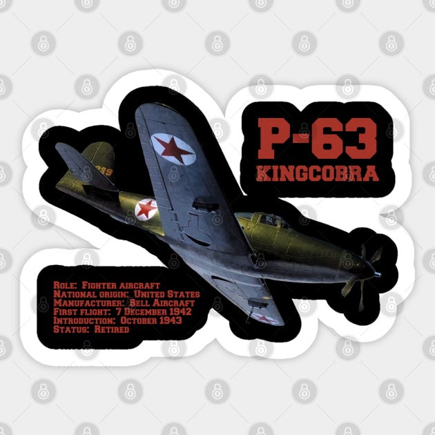 Bell P-63 Kingcobra | WW2 Plane Sticker by Distant War